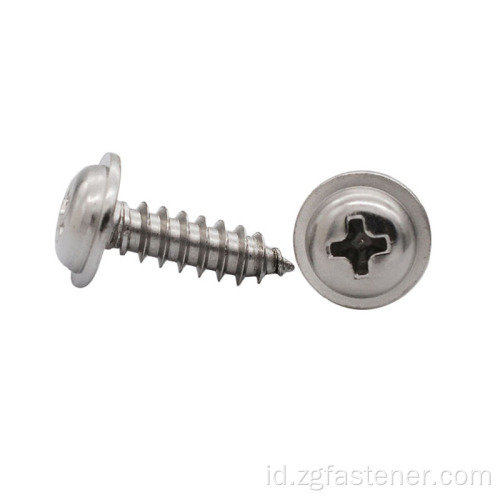 Cross Recesed Pan Head Tapping Screws dengan kerah DIN968